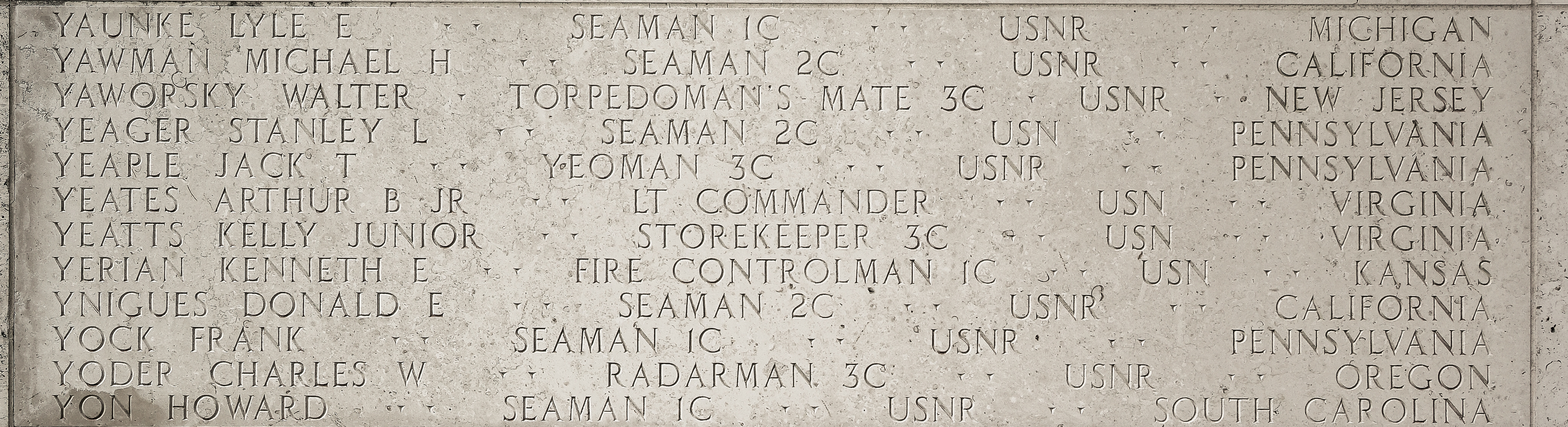 Kenneth E. Yerian, Fire Controlman First Class